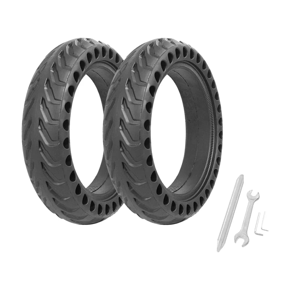 Méhsejt-szerkezetű tömör gumi 8,5×2 Xiaomi M365, 1S, Pro, Pro 2, Mi 3 rollerhez – 2 db-black és tool