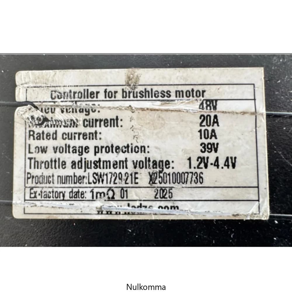 Kefe nélküli motorvezérlő LSW1729-21E, 48 V 20 A