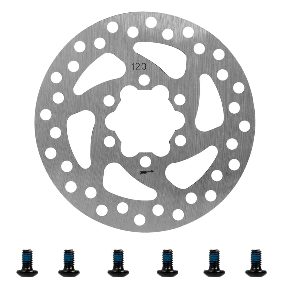 Színes féktárcsa 120 mm, 6 furatos, csavarokkal Vsett 9, 9+ és Zero 8X, 9 rollerhez – ezüst
