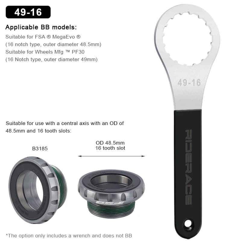 Riderace középcsapágy kulcs 39–49 mm (BBR9000, DUB, BSA30) – 49-16