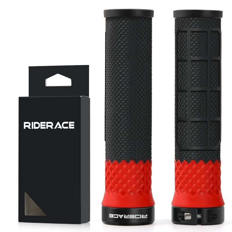 Riderace csavarral rögzíthető alumínium–TPR markolat – piros