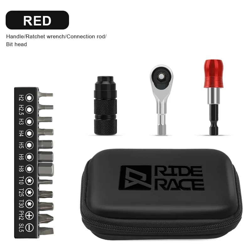 Racsnis imbusz- és Torx-kulcs készlet 1/4" – piros