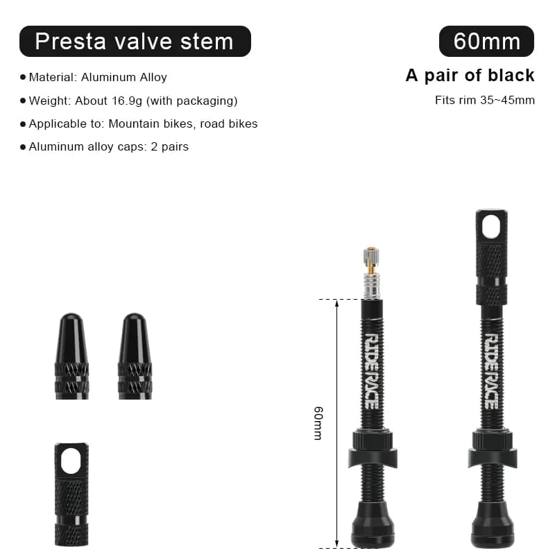 Tubeless szelep Presta, kiszedhető betéttel, 45/65/85 mm (2 db) – 2 db 60 mm