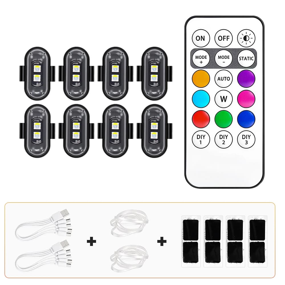 Vezeték nélküli RGB LED villogó (8 szín) Ninebot Max G30, G2, G65, ZT3, E2, E3, F2, F3, E22 rollerhez – 8 db