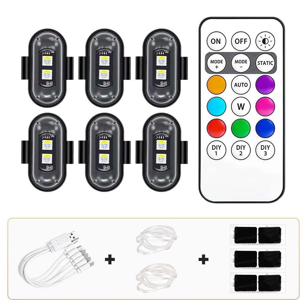 Vezeték nélküli RGB LED villogó (8 szín) Ninebot Max G30, G2, G65, ZT3, E2, E3, F2, F3, E22 rollerhez – 6 db