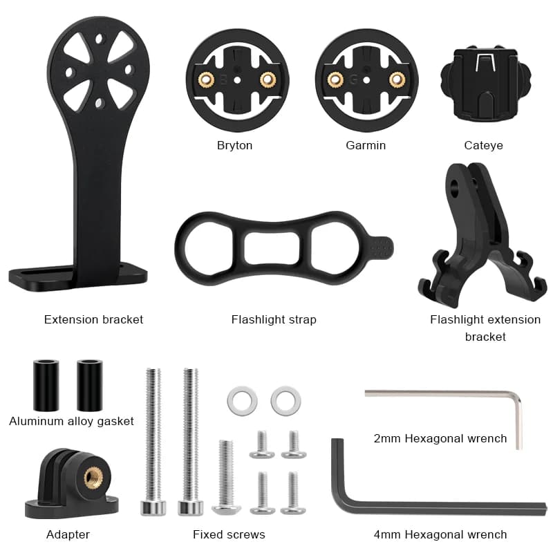 Alumínium computertartó kormányra (Garmin, Bryton, CatEye, GoPro, lámpa)