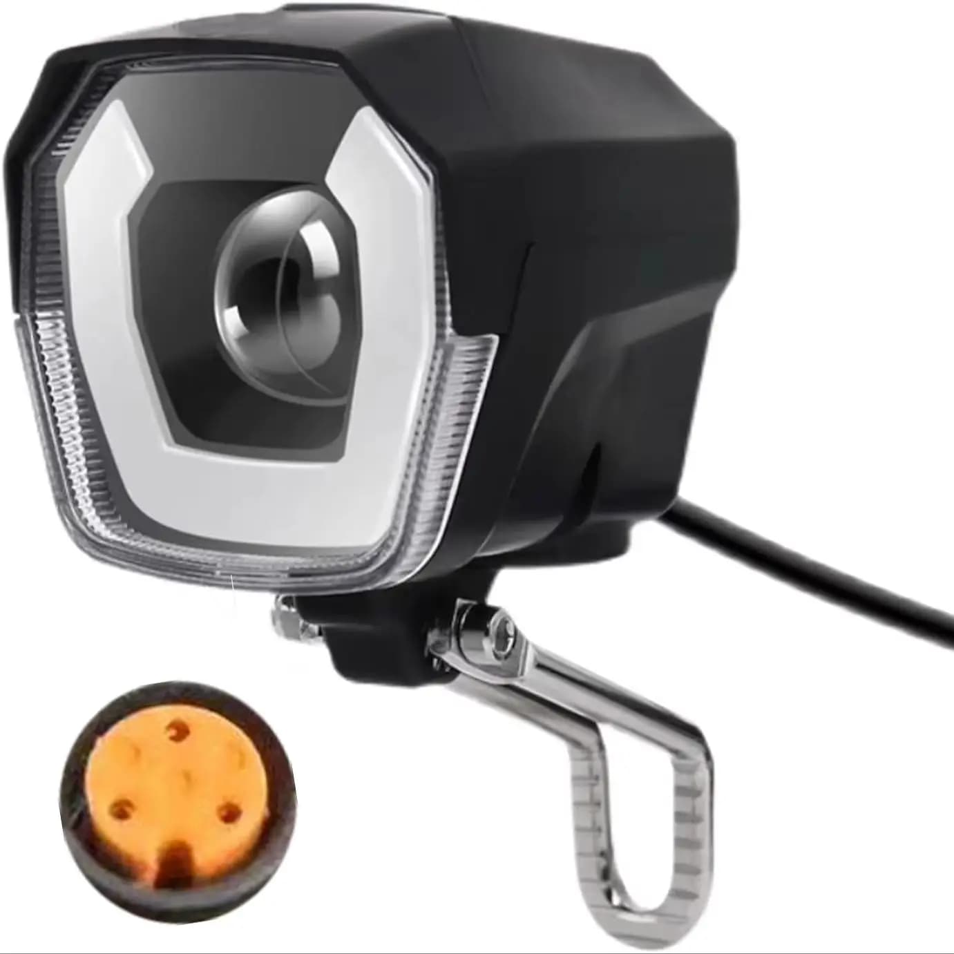 Vízálló LED első lámpa e-bike-hoz, 36/48 V, 3 tűs anya, IPX6