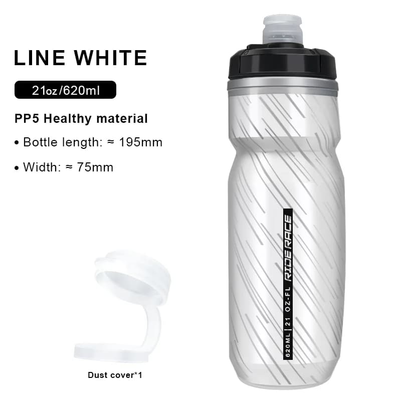 Riderace hőszigetelt dupla falú kulacs, 620 ml – Line fehér