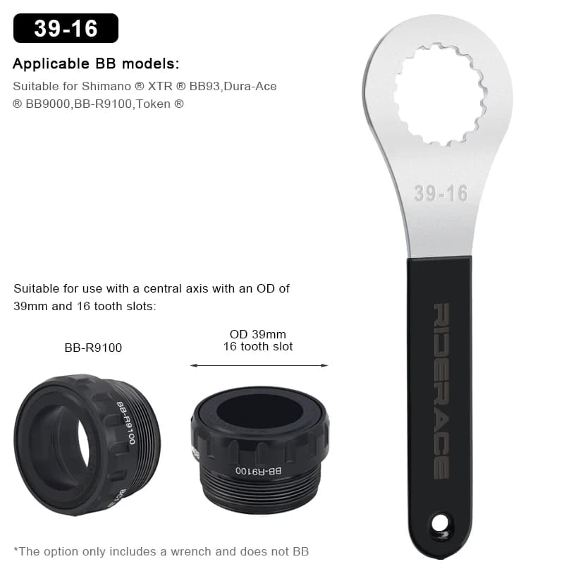 Riderace középcsapágy kulcs 39–49 mm (BBR9000, DUB, BSA30) – 39-16
