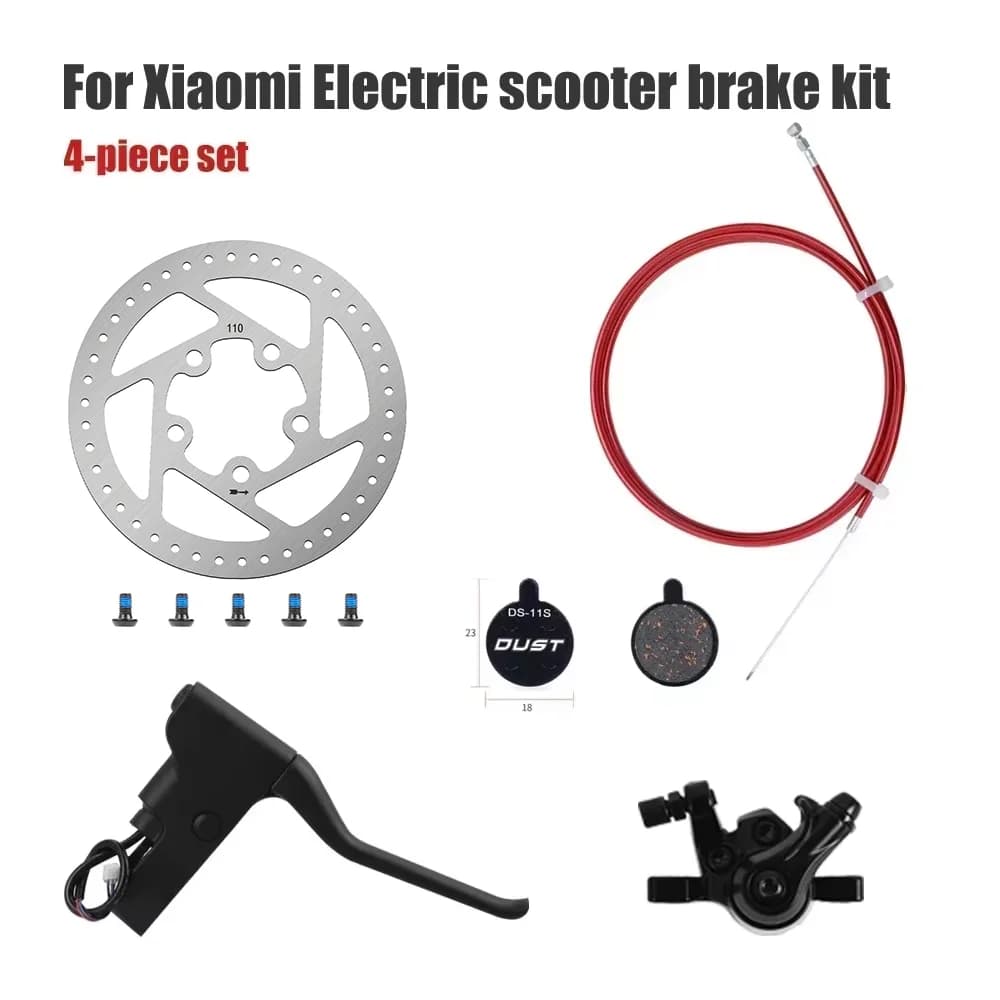 Fékalkatrészek Xiaomi M365 rollerhez: 110 mm-es tárcsa, betét, féknyereg, bowden, fékkar – 1SET