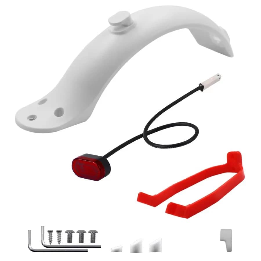 Hátsó sárvédő lámpával, csavarokkal és szerszámmal Xiaomi M365, Pro, 1S, Pro 2 rollerhez – B-white M365