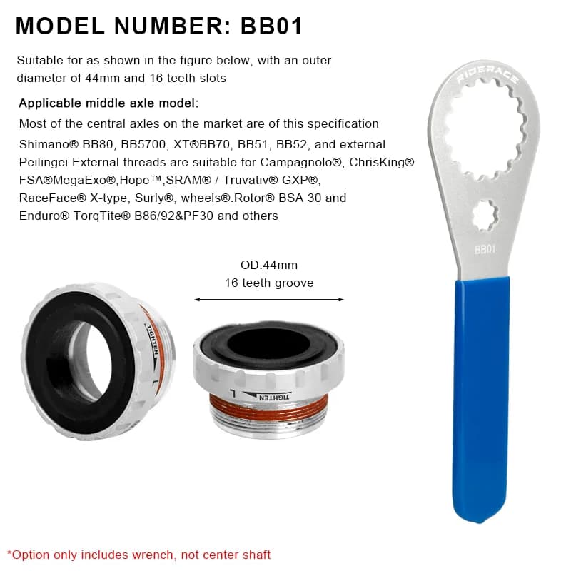 Riderace középcsapágy kulcs 39–49 mm (Shimano BBR9000, SRAM DUB, BSA30) – BB01