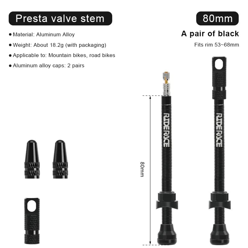 Tubeless szelep Presta, kiszedhető betéttel, 45/65/85 mm (2 db) – 2 db 80 mm