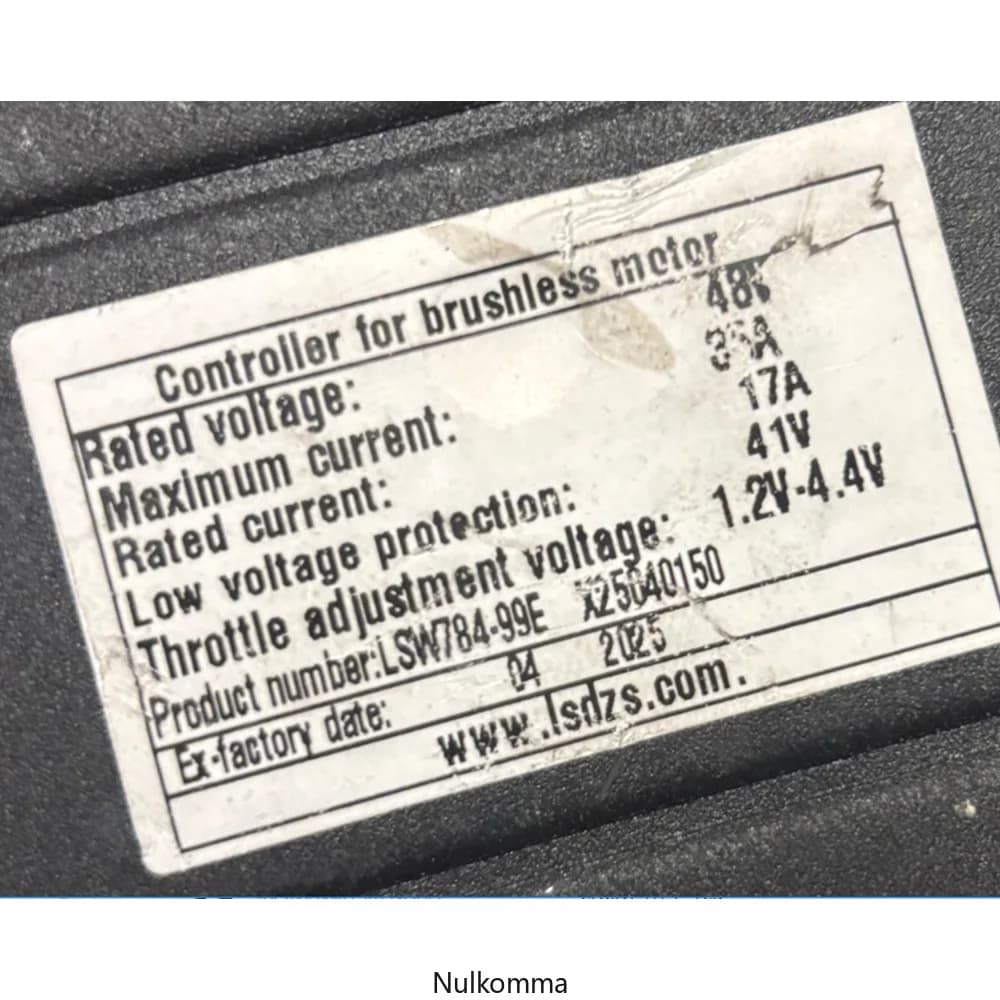 Kefe nélküli motorvezérlő LSW784-99E, 48 V 17 A