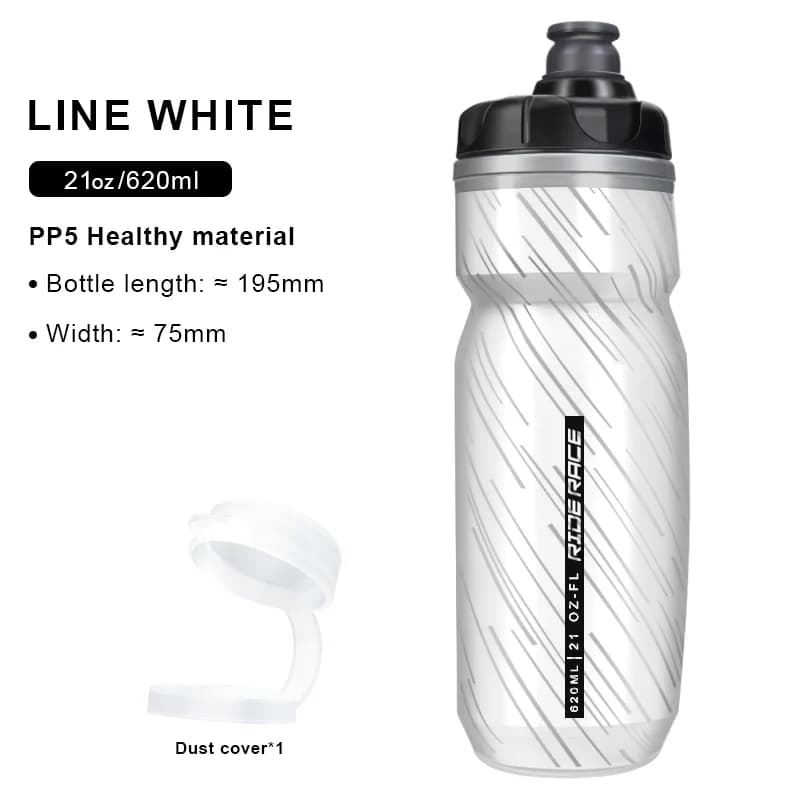 Riderace hőszigetelt dupla falú kulacs, 620 ml – Line fehér