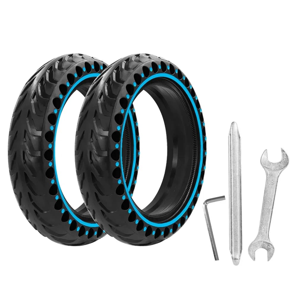 Méhsejt-szerkezetű tömör gumi 8,5×2 Xiaomi M365, 1S, Pro, Pro 2, Mi 3 rollerhez – 2 db-blue és tool
