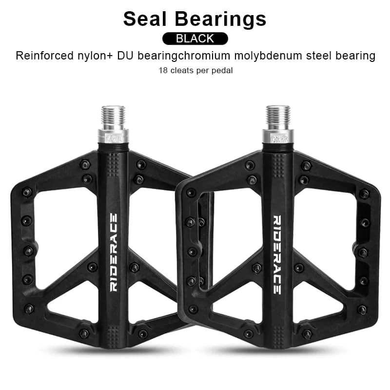 Riderace könnyű nylon platformpedál tömített csapággyal – fekete
