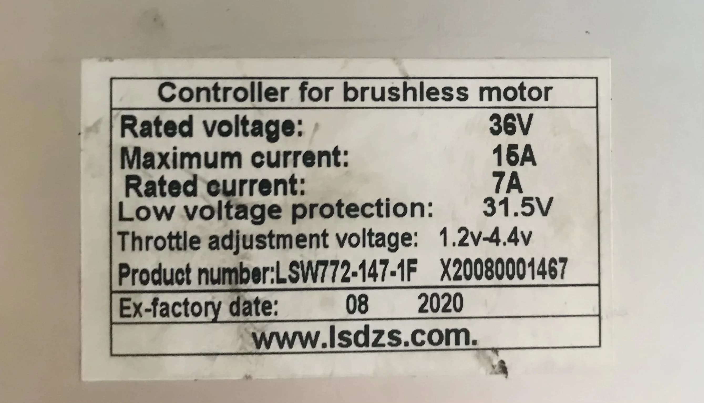 Kefe nélküli motorvezérlő LSW772-147-1F, 36 V 15 A